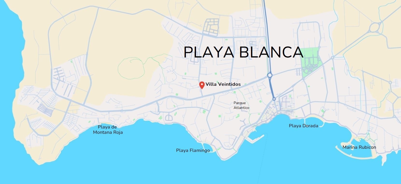 Playa Blanca map showing Villa Veintidos