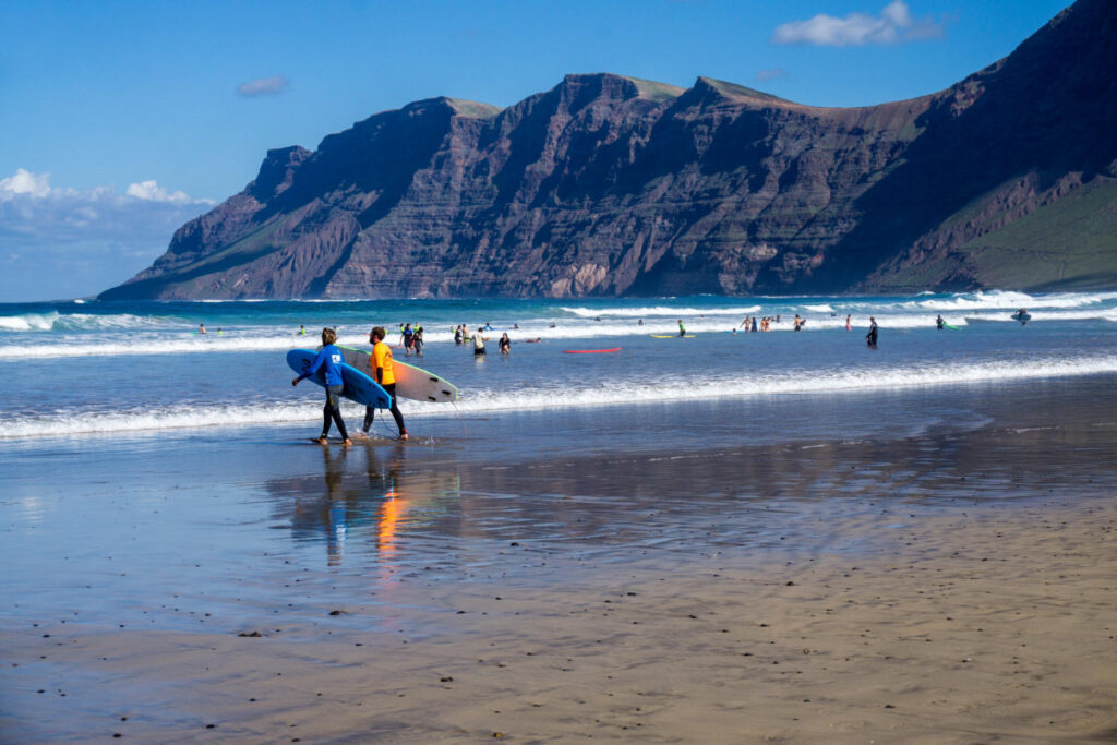 Famara Beach surfing Lanzarote