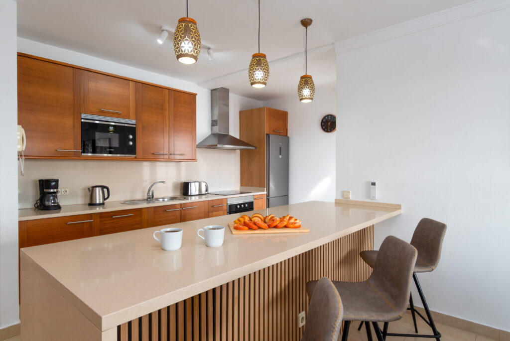 Kitchen and island views to sea Playa Blanca